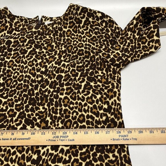 J. Crew Leopard Print Shift Dress Womens Size 8 Lagenlook Mobwife - Picture 14 of 16